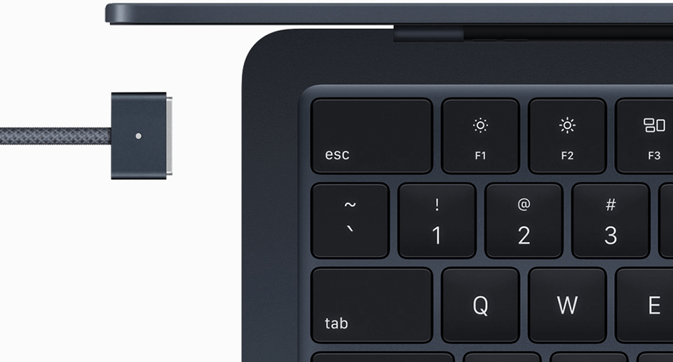MacBook Air in Midnight color with color-matched MagSafe cable